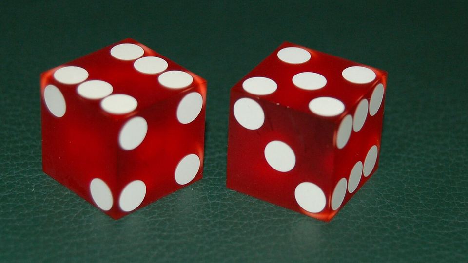 Pair of red casino dice